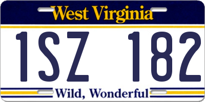WV license plate 1SZ182