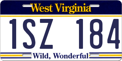 WV license plate 1SZ184