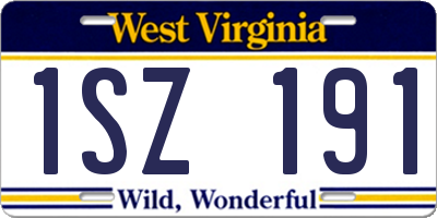 WV license plate 1SZ191