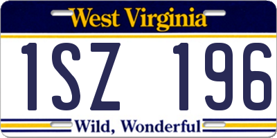 WV license plate 1SZ196