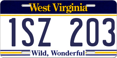 WV license plate 1SZ203