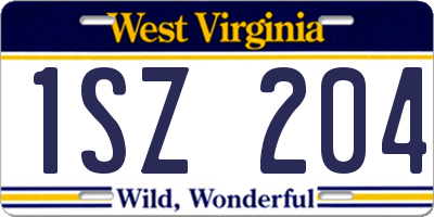 WV license plate 1SZ204