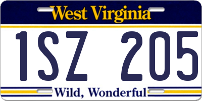 WV license plate 1SZ205