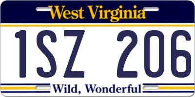 WV license plate 1SZ206