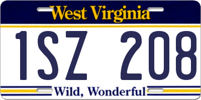 WV license plate 1SZ208