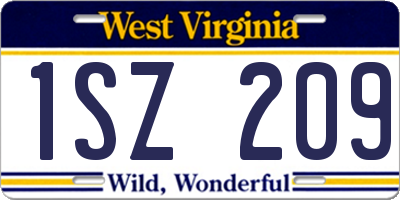 WV license plate 1SZ209