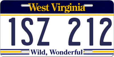 WV license plate 1SZ212