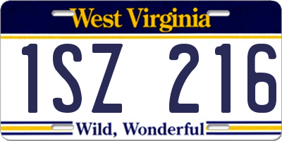 WV license plate 1SZ216