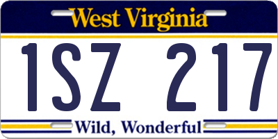 WV license plate 1SZ217