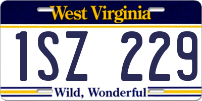 WV license plate 1SZ229