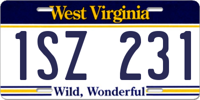 WV license plate 1SZ231