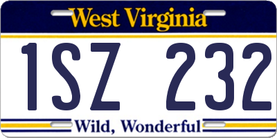 WV license plate 1SZ232