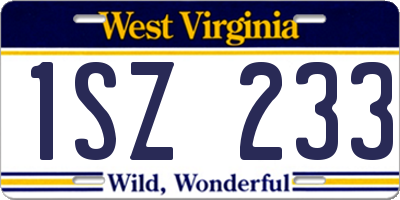 WV license plate 1SZ233