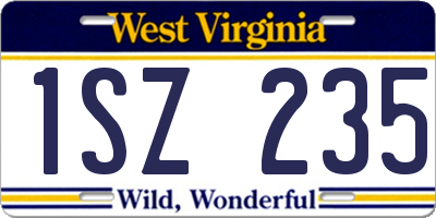 WV license plate 1SZ235