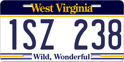 WV license plate 1SZ238