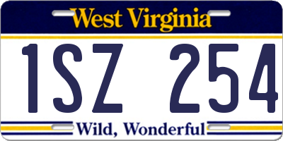 WV license plate 1SZ254