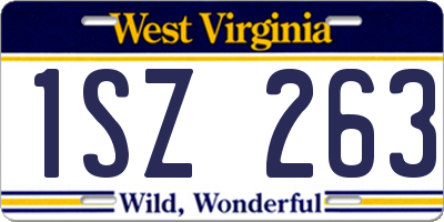 WV license plate 1SZ263