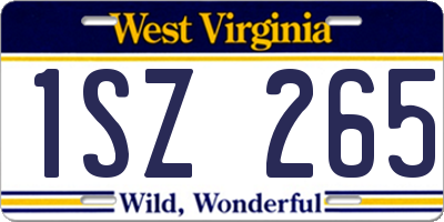 WV license plate 1SZ265