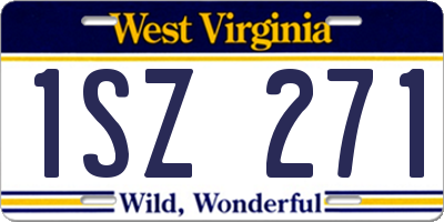 WV license plate 1SZ271