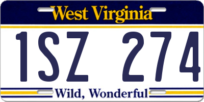 WV license plate 1SZ274