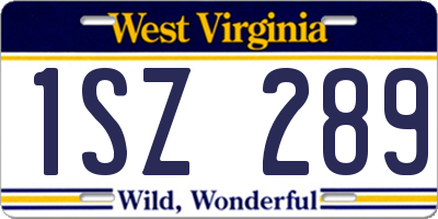 WV license plate 1SZ289