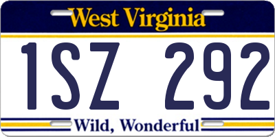 WV license plate 1SZ292