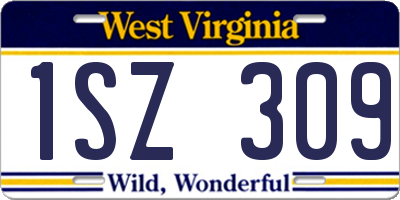 WV license plate 1SZ309