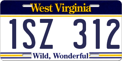 WV license plate 1SZ312