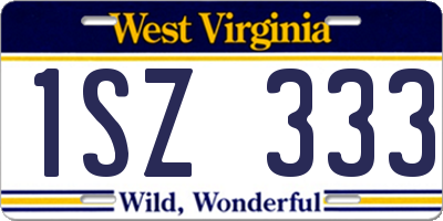 WV license plate 1SZ333