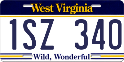 WV license plate 1SZ340
