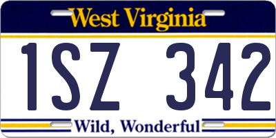 WV license plate 1SZ342