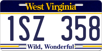 WV license plate 1SZ358