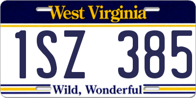 WV license plate 1SZ385