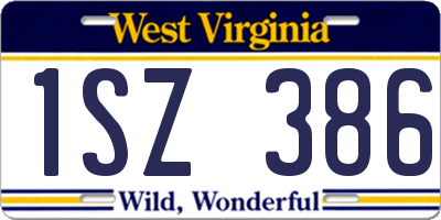 WV license plate 1SZ386