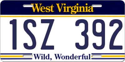 WV license plate 1SZ392
