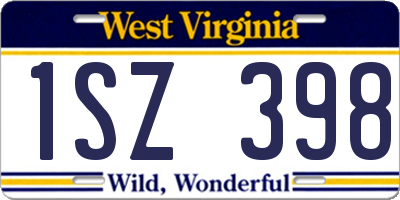 WV license plate 1SZ398