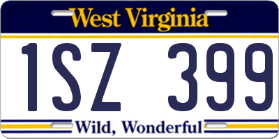 WV license plate 1SZ399