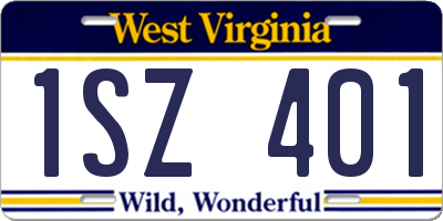 WV license plate 1SZ401