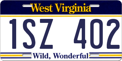 WV license plate 1SZ402