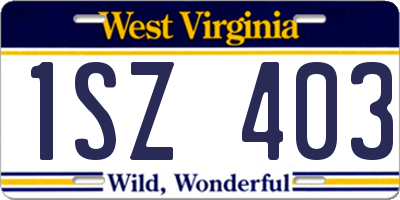 WV license plate 1SZ403
