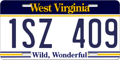 WV license plate 1SZ409