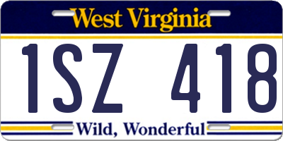 WV license plate 1SZ418