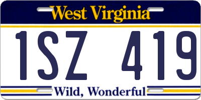 WV license plate 1SZ419