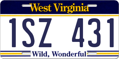 WV license plate 1SZ431