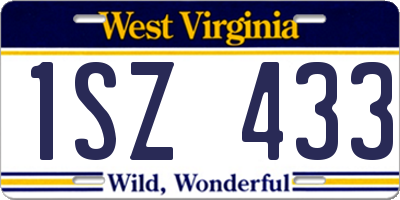 WV license plate 1SZ433