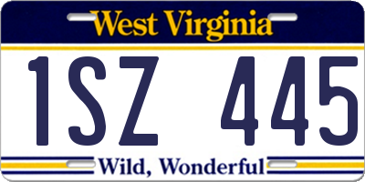 WV license plate 1SZ445