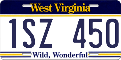 WV license plate 1SZ450