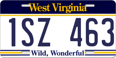 WV license plate 1SZ463
