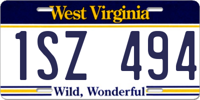 WV license plate 1SZ494