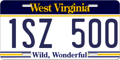 WV license plate 1SZ500